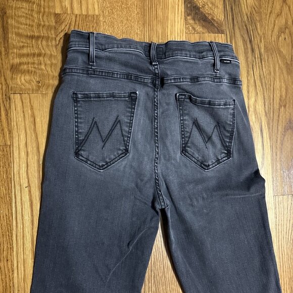 MOTHER Black Flare Wide Leg Jeans with Distressed Hem - Picture 10 of 10
